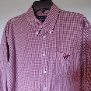 Virginia Tech Mens Shirt size M Red Check By Colony in Good Condition